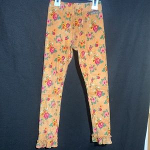 Matilda Jane HAYRIDE Leggings 6 Orange Floral Velour Ruffle Hem Girls NWT